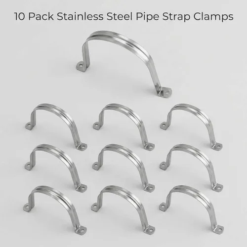Vista 7 de QWORK Abrazadera de correa de tubo rígido de 4 pulgadas, paquete de 10 clips de tubo de soporte Strap-U, correa de acero inoxidable resistente