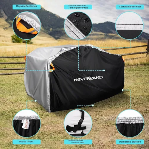 Vista 6 de NEVERLAND Cubierta para ATV impermeable, resistente, XL, cubierta universal cuádruple, cubierta de almacenamiento al aire libre, cubierta de lluvia