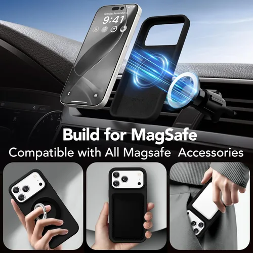 Vista 1242 de GONEZ Funda magnética para iPhone 14, compatible con Magsafe, con protector de pantalla + protector de cámara, forro de microfibra antiarañazos