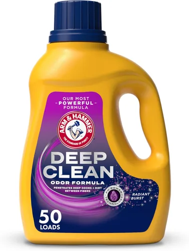 ARM & HAMMER Deep Clean - Detergente líquido para ropa con fórmula de olor, aroma Radiant Burst, 75 onzas líquidas, 50 cargas