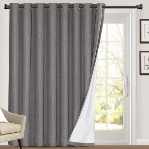 Vista 168 de PrinceDeco Cortinas con textura de lino 100% opacas de 64 pulgadas de largo, juego de 2 paneles de cortinas de lino opacas con forro aislante Arena