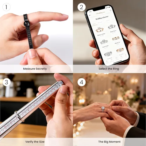 Vista 8 de Meowoo Juego de herramientas de medición de tamaño de anillo, medidores de anillo con mandril medidor de tamaño de dedos, herramientas de medición