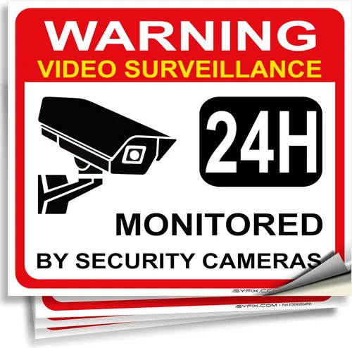 Vista 11 de iSYFIX Señal de advertencia de videovigilancia – 1 paquete de 7 x 6 pulgadas – 100% libre de óxido de aluminio .040, laminado para máxima
