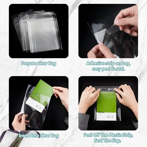 Vista 7 de Golden State Art, Bolsas de almacenamiento con fundas transparentes cristalinas libres de ácido de 2" x 3", tamaño de la bolsa: 7 x 9.5 cm Paquete