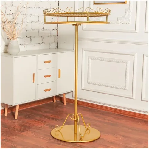 Soporte de exhibición para bufandas de ropa de pie, soporte de exhibición de toallas redondo de metal giratorio creativo (color negro, tamaño: A)