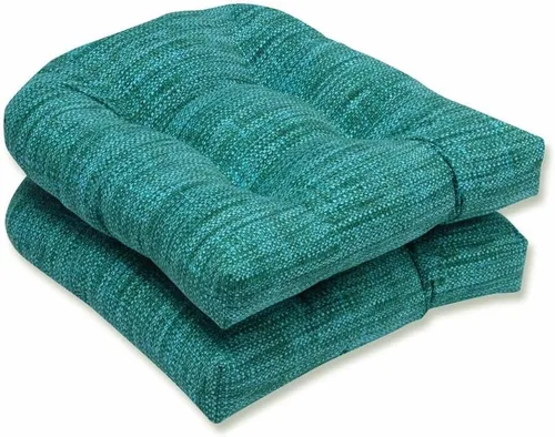 Vista 10 de Pillow Perfect Cojín sólido para asiento de silla de mimbre para interiores y exteriores, 19 x 19 pulgadas, verde salpicadura Evergreen, 2