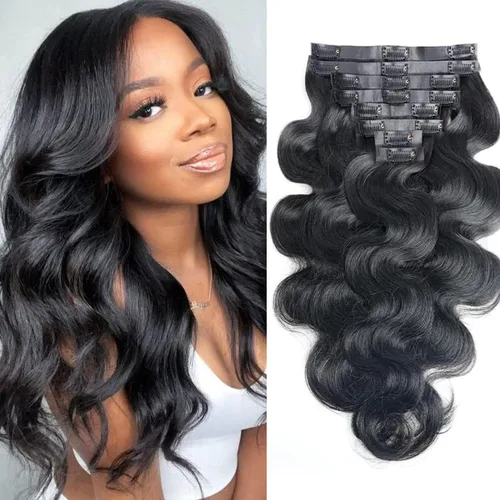 Vista 41 de Extensiones de Cabello con Clip Recto de Cabello Humano Real 8 Piezas Cabello Humano Remy con Clip para Mujeres, Cabello Humano Suave Natural, 120g
