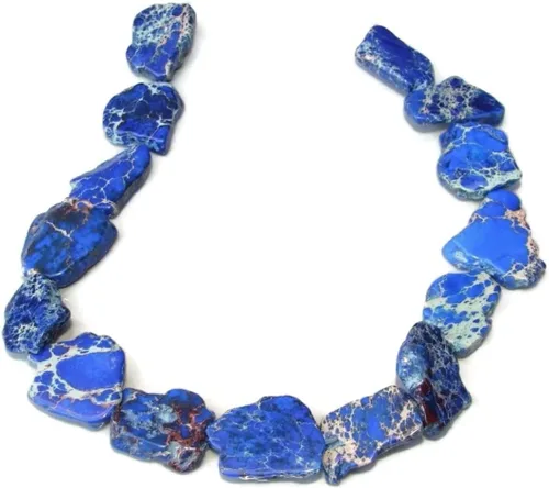 Vista 7 de 10 piezas Adabele Cuentas sueltas de jaspe azul turquesa de impresión acuática de terra jaspe de grado natural A, 15-45 mm, grandes, lisas