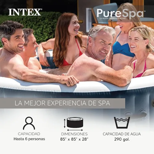 Vista 3 de INTEX PureSpa - Bañera de hidromasaje inflable para 6 personas con cubierta