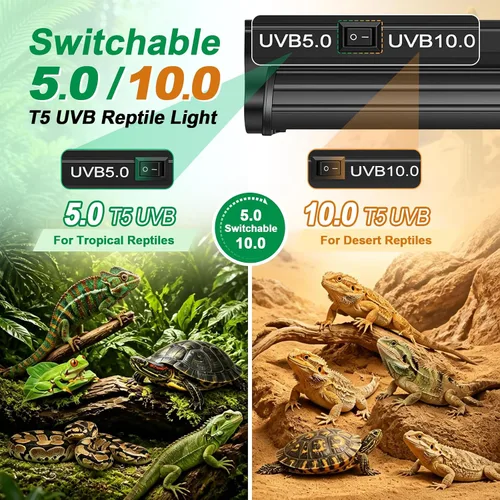 Vista 2 de Kit combinado de lámpara de reptil UVB T5 de 22 pulgadas