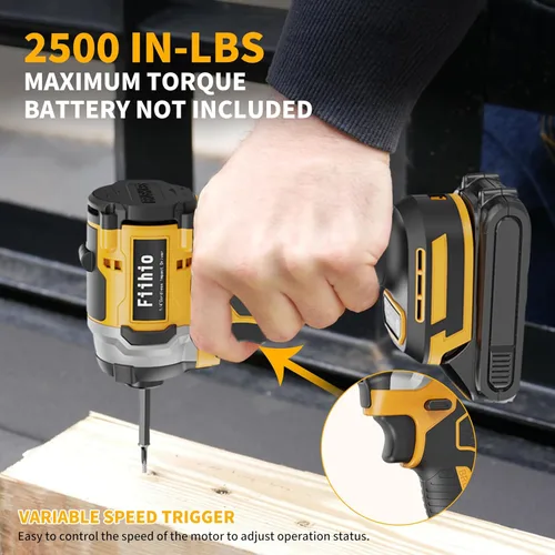 Vista 6 de Destornillador de impacto inalámbrico compatible con batería Dewalt de 20 V/60 V máximo, mandril hexagonal de 1/4 de pulgada con 2500 en libras, 4