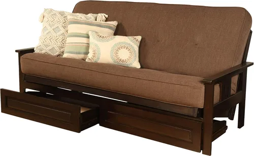 Vista 127 de MFD Futón Montana, Verde, Tela Madera, Colchón de ante de turba