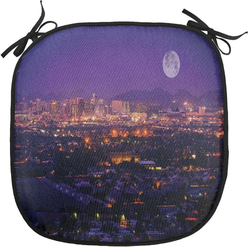 Vista 120 de Lunarable American Chair Cushion Pad, Massachusetts Flagg Holds a Bow and Pointing Downward Arrow, Seat Padding for Kitchen & Patio with Anti-Slip