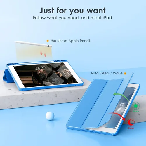 Vista 5 de VIKESI - Funda para iPad de 9ª / 8ª / 7ª generación de 10.2 pulgadas (lanzada en 2021/2020/2019), parte trasera transparente, cubierta de marco