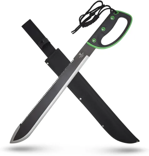 Vista 7 de Snake Eye Tactical Machete de hoja fija Full-Tang con vaina para caza, camping, pesca al aire libre (BK-GN)