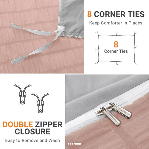 Vista 69 de HYMOKEGE - Funda de edredón gris oscuro tamaño King, juego de funda de edredón de sirsaca ultra suave de 3 piezas con cierre de cremallera, juego