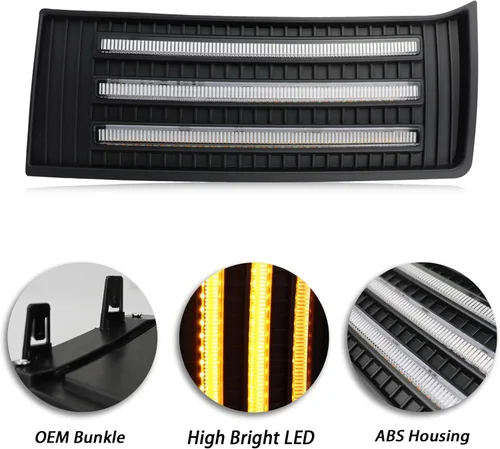 Vista 2 de Kit de luz antiniebla frontal LED completa DRL para Toyota Tundra 2022 2023 parachoques de repuesto, función como luces direccionales secuenciales