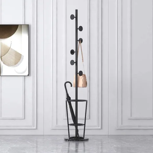 Vista 4 de Coat Shelf Coat Rack Coat Stand 6 Hooks Iron Coat Rack Nordic Creative Marble Base Coat Stand With Umbrella Stand Home Bedroom Storage Clothes