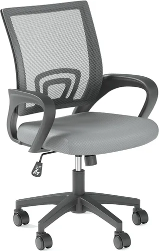 Vista 17 de OS MOTOR Sillas de oficina en casa, sillas de escritorio ergonómicas de malla con respaldo medio con soporte lumbar, diseño giratorio ajustable