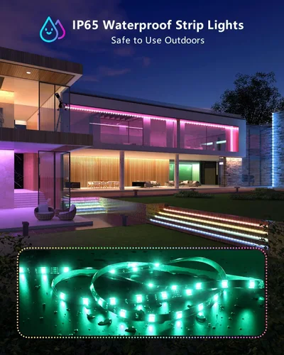 Vista 2 de MIHEAL Kit de Tira de Luces LED 32.8 ft 10m 300 ledes Impermeable 5050 SMD RGB LED Luces Flexibles con Controlador RF de 24 Teclas y Fuente