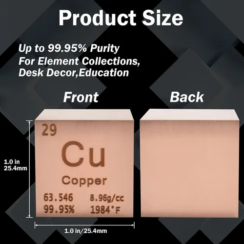 Vista 2 de Cubo de Cobre Cubos de Densidad de Metal Cubo de Elemento de Metal Puro de Alta Densidad para Colecciones de Elementos Experimento de Laboratorio