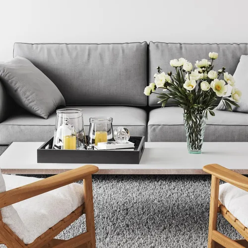 Vista 5 de ATZYmolin - Bandeja de madera para servir con asas, bandeja decorativa rectangular otomana para el hogar, bandeja de tocador para desayunos, cenas