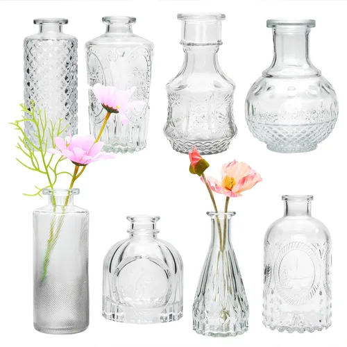 Vista 10 de Brajttt Juego de jarrones de flores negros, jarrón de cristal a granel juego de 8, mini jarrones de sabor artístico y cultural para decoración