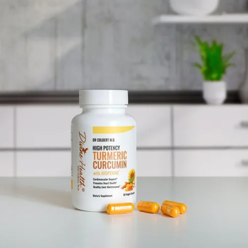 Vista 2 de Cúrcuma de alta potencia del Dr. Colbert con bioperina 60 cápsulas 500 mg extracto de raíz de cúrcuma