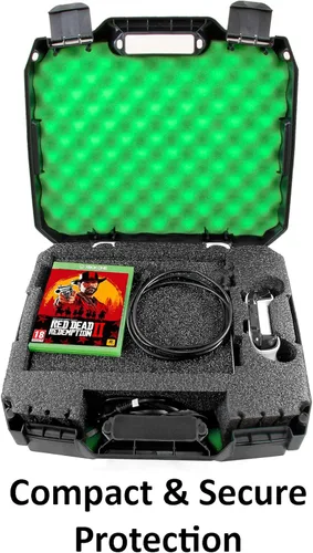 Vista 3 de CASEMATIX Funda de viaje compatible con Xbox One S, funda rígida de transporte con compartimentos de espuma protectora para consola, controlador