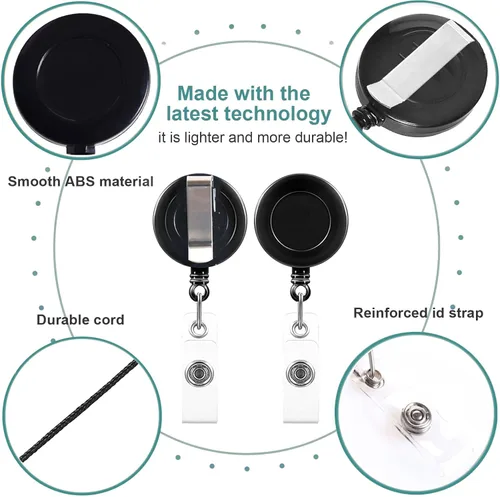 Vista 4 de Paquete de 100 clips retráctiles para carrete de insignias con 100 soportes verticales para tarjetas de identificación, portatarjetas retráctiles