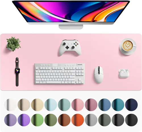 Vista 258 de Aothia - Protector de escritorio de cuero sintético impermeable y antideslizante para laptop, escritura y mouse, para oficina y hogar, 23.6 x 13.7