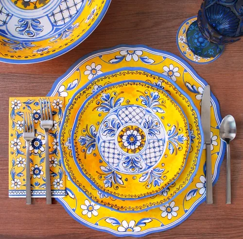 Vista 2 de Le Cadeaux Benidorm - Juego de 4 platos llanos de melamina de 11 pulgadas