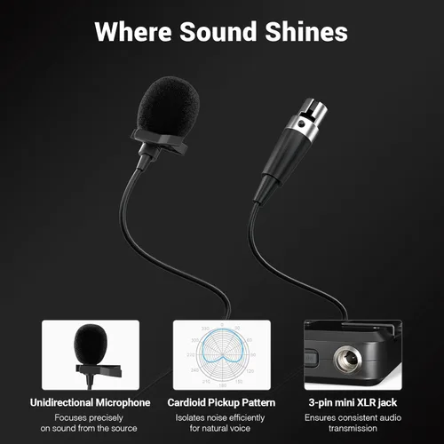 Vista 5 de Phenyx Pro Sistema de micrófono inalámbrico, UHF de 4 canales inalámbrico con 4 unidades, auriculares/micrófonos de solapa, frecuencias de 4 x 40