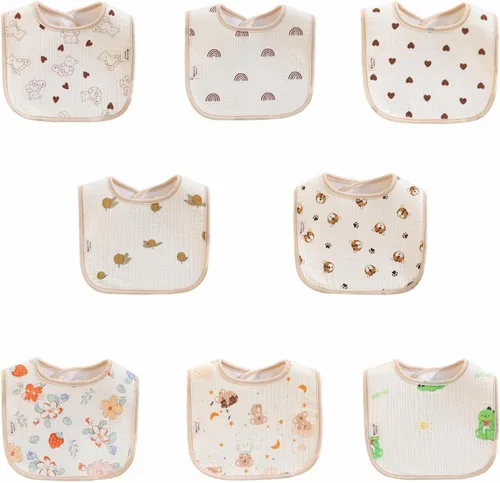 Vista 7 de Baberos tipo bandana para bebé, paquete de 6 unidades impermeables para niños pequeños, baberos suaves de algodón absorbente para comer, babear
