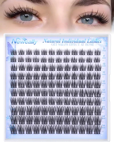 Vista 16 de Extensiones de pestañas en racimo Natural Lash, pestañas individuales cortas C-curly de 10-14mm, racimos de pestañas Wispy, para colocar en casa