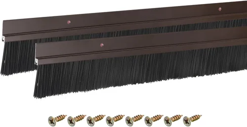 Vista 38 de uxcell 2 piezas barredor de cepillo inferior para puerta forma H base de aleación de aluminio con cepillo de nailon de 0.4 pulgadas para hogar