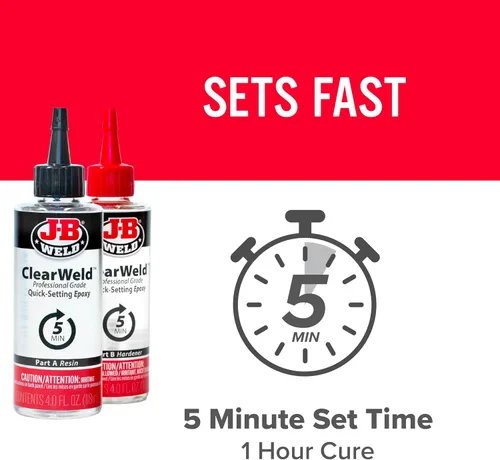 Vista 3 de J-B Weld Set epoxi ClearWeld de 5 minutos de tamaño profesional