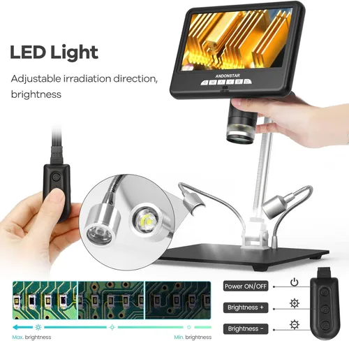 Vista 7 de Andonstar Microscopio digital HDMI AD207S-Pro, microscopio de soldadura, microscopio de moneda para monedas de error, kit de microscopio electrónico