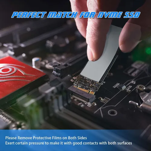 Vista 2 de Outus 30 unidades de almohadilla térmica de silicona de 2.6 x 0.8 x 0.1 pulgadas, almohadilla térmica reutilizable para CPU SSD, almohadilla