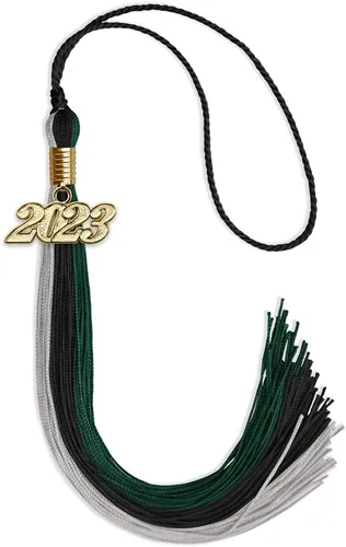 Vista 132 de Endea - Borla de graduación de triple color con gota de fecha dorada (negro/dorado/granate, 2020)