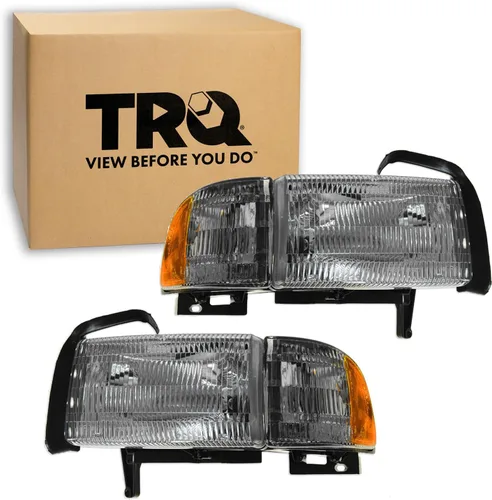 Vista 436 de TRQ Juego de Conjunto de Ensamble de Faros de 2 Piezas de Desempeño Halógeno con Marco Cromado Conductor y Lado del Pasajero Compatible con Mercedes