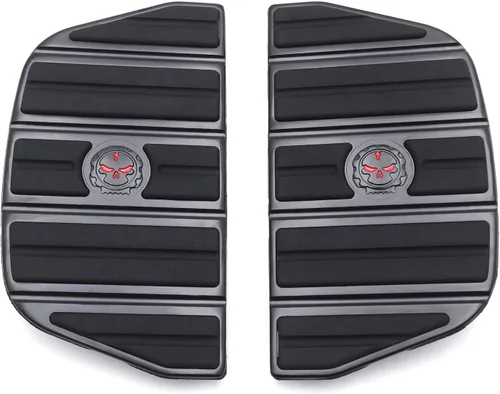 Reposapiés de pasajero negro con diseño de calavera compatible con Touring 87-15/Softail 86-15 [N.º de pieza: MT216-069-BK-NEW]