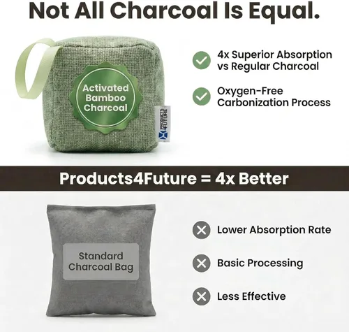 Vista 4 de Paquete de 4 bolsas purificadoras de aire de carbón de bambú activado naturalmente Bolsa desodorante natural para el hogar Bolsa de carbón