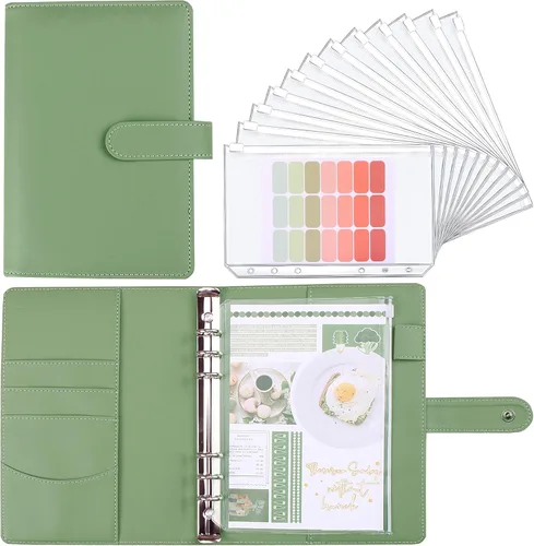 Vista 11 de Carpeta de ahorro de dinero, libro de desafíos de ahorro con sobres de efectivo, 12 sobres con cremallera, carpeta de presupuesto A6, planificador