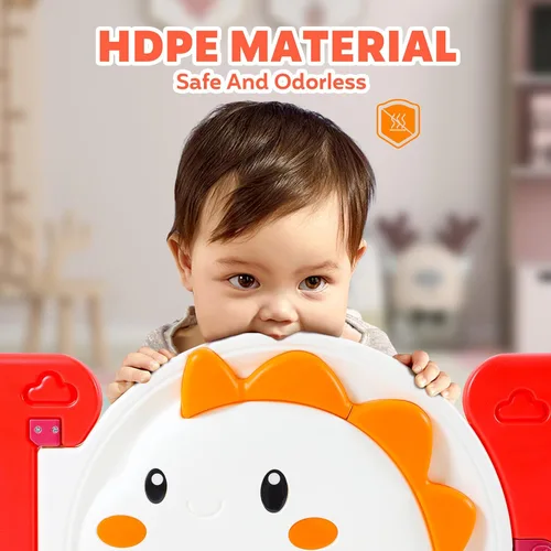 Vista 6 de FAHKNS Corralito para bebés de 18 paneles, plegable sin costuras ajustable con alfombra, equipado con cerradura de puerta externa para seguridad