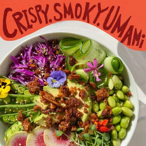 Vista 3 de Madly Hadley Bocadillos de tocino a base de plantas, 2 paquetes de 6 onzas Bocadillo de tocino vegano de coco orgánico Cobertura para ensaladas