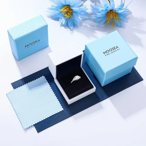 Vista 7 de MOOSEA Regalos para el día de San Valentín para ella, anillos de moissanita de 1.2 quilates para mujer, anillo de compromiso de moissanita de 7