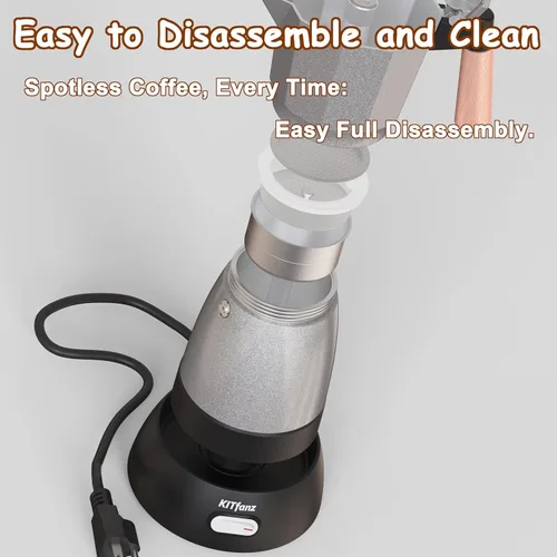 Vista 5 de Cafetera eléctrica de café expreso, cafetera italiana, olla moka eléctrica, cafetera cubana, cafeteras eléctricas portátiles para espresso con base