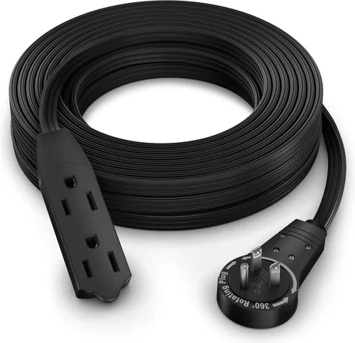 Vista 18 de Maximm Cable de extensión de enchufe plano giratorio de 360°, 0.3 m, 16 AWG, múltiple, extensión de salida, cable de conexión a tierra de 3 puntas