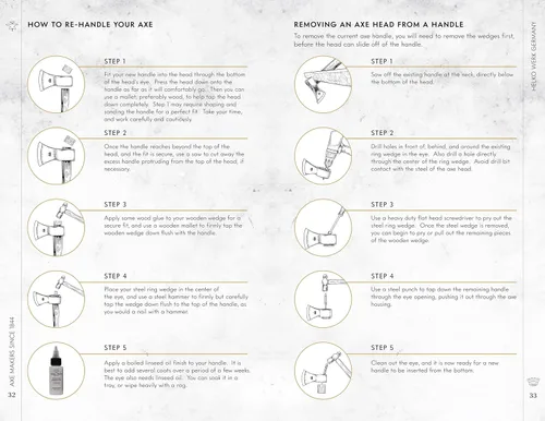 Vista 8 de 1844 Helko Werk Germany - Colección de hachas - Juego de 3 hachas tradicionales de corte - Saxon, Spaltaxt, Mini Spalter